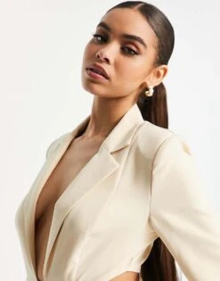 Public Desire Cut Out Detail Blazer Dress In Stone For Women -Desirelic Store 201406814 3