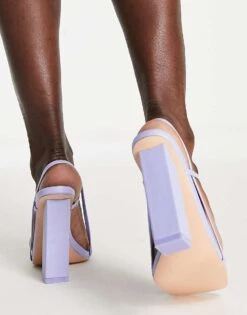 Public Desire Halley Block Heel Barely There Sandals In Lilac For Women -Desirelic Store 201411180 2