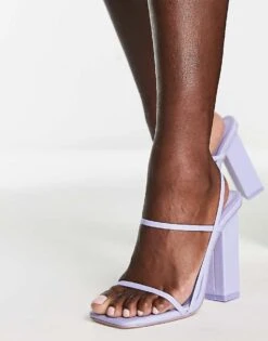 Public Desire Halley Block Heel Barely There Sandals In Lilac For Women -Desirelic Store 201411180 4