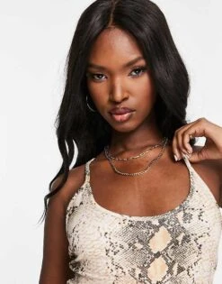 Public Desire Double Layered Slinky Cross Back Mini Dress In Snake Print For Women -Desirelic Store 201706425 3