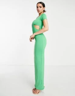 Public Desire Double Layer Slinky Cut Out Maxi Dress In Forest Green For Women -Desirelic Store 201963165 4