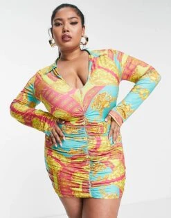 Public Desire Curve Scarf Print Mini Dress For Women Multi -Desirelic Store 202087989 4