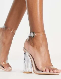 Public Desire Alia Clear Strap Heeled Sandals For Women -Desirelic Store 202125722 3