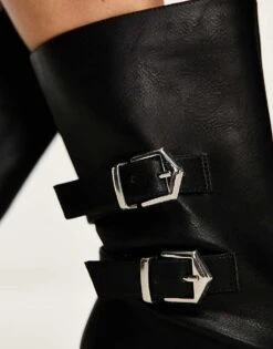 Public Desire Maria Buckle Heeled Ankle Boots In Black For Women -Desirelic Store 204494744 4