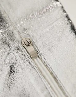 Public Desire Navada Western Knee Boot In Textured Silver For Women Silver Pu -Desirelic Store 204494861 4