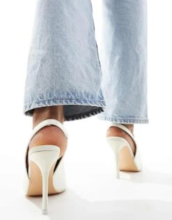 Public Desire Bridal Flora Embellished Buckle Heeled Slingback In Cream Satin For Women -Desirelic Store 205421443 3