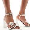 Public Desire Mid Heeled Sandal With Bows In White For Women White Pu -Desirelic Store 205456717 1 whitepu