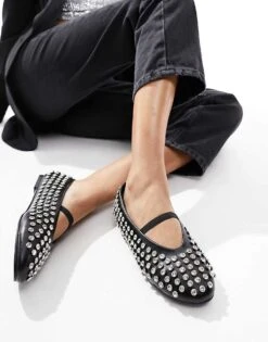 Public Desire Mina Studded Ballet Flat In Black For Women -Desirelic Store 205456779 1 black 1