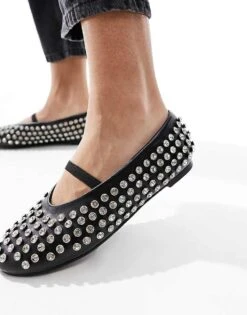 Public Desire Mina Studded Ballet Flat In Black For Women -Desirelic Store 205456779 2