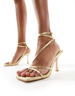 Public Desire Flossy Heeled Sandals In Gold For Women