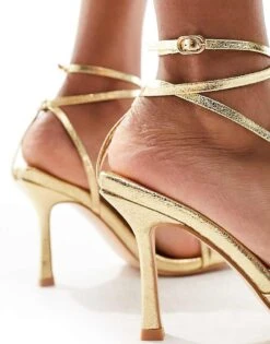 Public Desire Flossy Heeled Sandals In Gold For Women -Desirelic Store 205571918 4