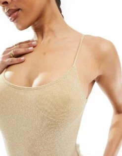 Public Desire Scoop Back Swimsuit In Gold Glitter For Women -Desirelic Store 205604769 3