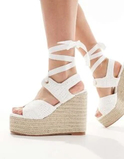 Public Desire Solstice Heeled Espadrille With Woven Straps In White For Women -Desirelic Store 205670610 4