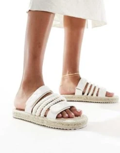 Public Desire Coral Flatform Sandal With Rope Straps In Cream For Women -Desirelic Store 205670717 2