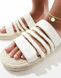 Public Desire Coral Flatform Sandal With Rope Straps In Cream For Women -Desirelic Store 205670717 3