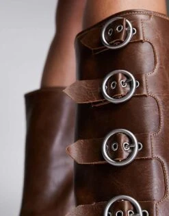 Public Desire Fetish Heeled Biker Boot In Tan For Women -Desirelic Store 205670832 3