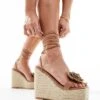 Public Desire Mariella Heeled Espadrille With Crochet Rosette In Natural For Women -Desirelic Store 205670858 1 natural
