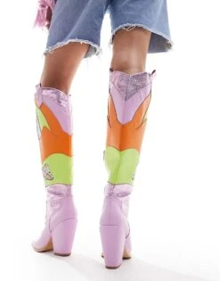 Public Desire Archer Novelty Western Boot In Multi For Women -Desirelic Store 205670923 3