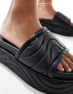 Public Desire Mylo Flatform Slider In Black For Women -Desirelic Store 205670965 4