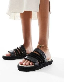 Public Desire Coral Flatform Sandal With Rope Straps In Black For Women -Desirelic Store 205671259 1 black 1