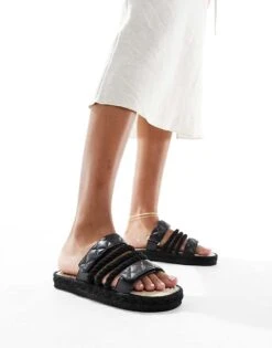 Public Desire Coral Flatform Sandal With Rope Straps In Black For Women -Desirelic Store 205671259 3