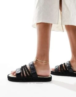Public Desire Coral Flatform Sandal With Rope Straps In Black For Women -Desirelic Store 205671259 4