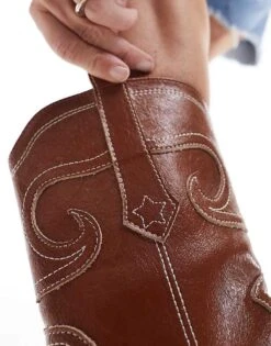 Public Desire Folklore Ankle Western Boot In Tan For Women -Desirelic Store 205671359 2