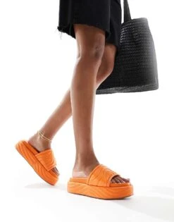 Public Desire Mylo Flatform Slider In Orange For Women -Desirelic Store 205671369 1 orange 1