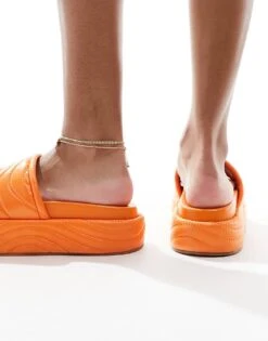 Public Desire Mylo Flatform Slider In Orange For Women -Desirelic Store 205671369 3