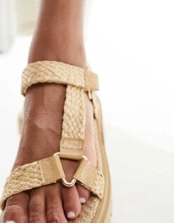 Public Desire Hazard Chunky Sandal With Raffia In Natural For Women -Desirelic Store 205671385 4