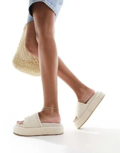 Public Desire Mylo Flatform Slider In Stone For Women -Desirelic Store 205671404 4