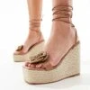 Public Desire Wide Fit Mariella Heeled Espadrille With Crochet Rosette In Natural For Women -Desirelic Store 205673545 1 natural