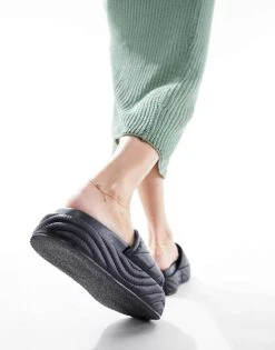 Public Desire Wide Fit Mylo Flatform Slider In Black For Women -Desirelic Store 205673616 4