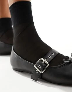 Public Desire Wide Fit Madelyn Ballet Flat In Black For Women -Desirelic Store 205673661 3