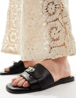 Public Desire Wide Fit Radiance Sliders With Hardware In Black For Women -Desirelic Store 205673706 3