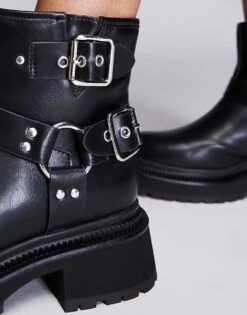 Public Desire Wide Fit Zora Ankle Biker Boot In Black For Women -Desirelic Store 205673715 3