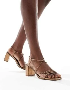 Public Desire Wide Fit Taryn Strappy Block Heel Sandals In Bronze For Women -Desirelic Store 205960938 4