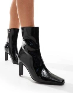 Public Desire Polaris Sqaure Toe Heeled Ankle Boots In Black For Women -Desirelic Store 206539053 1 black 1