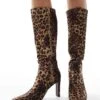 Public Desire Pose Heeled Knee Boots In Leopard For Women -Desirelic Store 206539187 1 leopard
