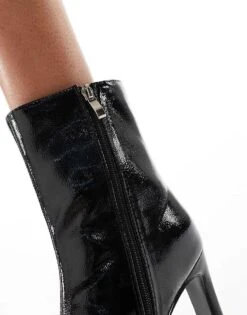Public Desire Wide Fit Public Desire Polaris Wide Fit Sqaure Toe Heeled Ankle Boots In Black For Women -Desirelic Store 206544105 3