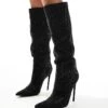 Public Desire Wide Fit Public Desire Lothario Wide Fit Diamante Embellished Stiletto Pointed Knee Boots Black For Women Black Diamante -Desirelic Store 206544132 1 blackdiamante