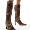 Public Desire Wide Fit Public Desire Pose Wide Fit Heeled Knee Boots In Leopard For Women -Desirelic Store 206544213 1 leopard