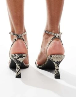 Public Desire Kendra Kitten Heel Sandals In Snake For Women -Desirelic Store 206560963 4