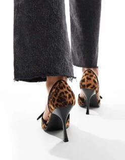 Public Desire Elton Two Part Pointed Heels With Embellsihed Buckle Detail In Leopard For Women -Desirelic Store 206561044 3