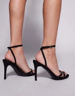 Public Desire Jenna Mid Heeled Sandals In Black With Embellished Buckles For Women -Desirelic Store 206561111 3