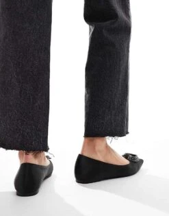 Public Desire Lilah Embellished Heart Pointed Ballet Flats In Black For Women Tripple Black -Desirelic Store 206561142 3