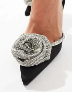 Public Desire Heavenly Corsage Heeled Shoes In Black For Women Black/silver -Desirelic Store 206561223 3