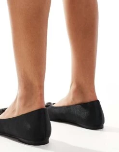 Public Desire Wide Fit Public Desire Lilah Embellished Heart Pointed Ballet Flats In Black For Women Tripple Black -Desirelic Store 206562557 2