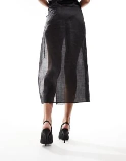 Public Desire Wide Fit Public Desire Floss Wide Fit Embellished Trim Heeled Slingback Shoes In Black Satin For Women -Desirelic Store 206562608 2