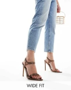Public Desire Wide Fit Public Desire Volta Wide Fit Heeled Sandals In Bronze Metallic For Women -Desirelic Store 206562689 1 bronze 1